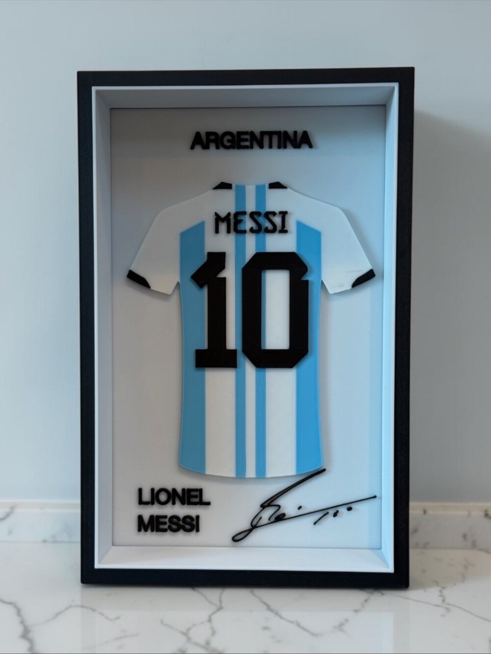 Lionel Messi Argentina #10 3D Jersey Shadow Box Display Frame Soccer Gift